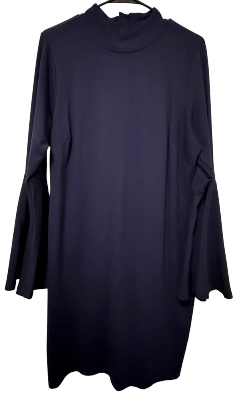 Venus Bell Sleeve Dress Navy Blue Plus Size 1X